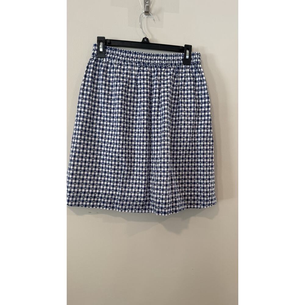 J. Crew Blue and White Gingham Pleated A-line Skirt Size 0 3033 - Picture 5 of 8